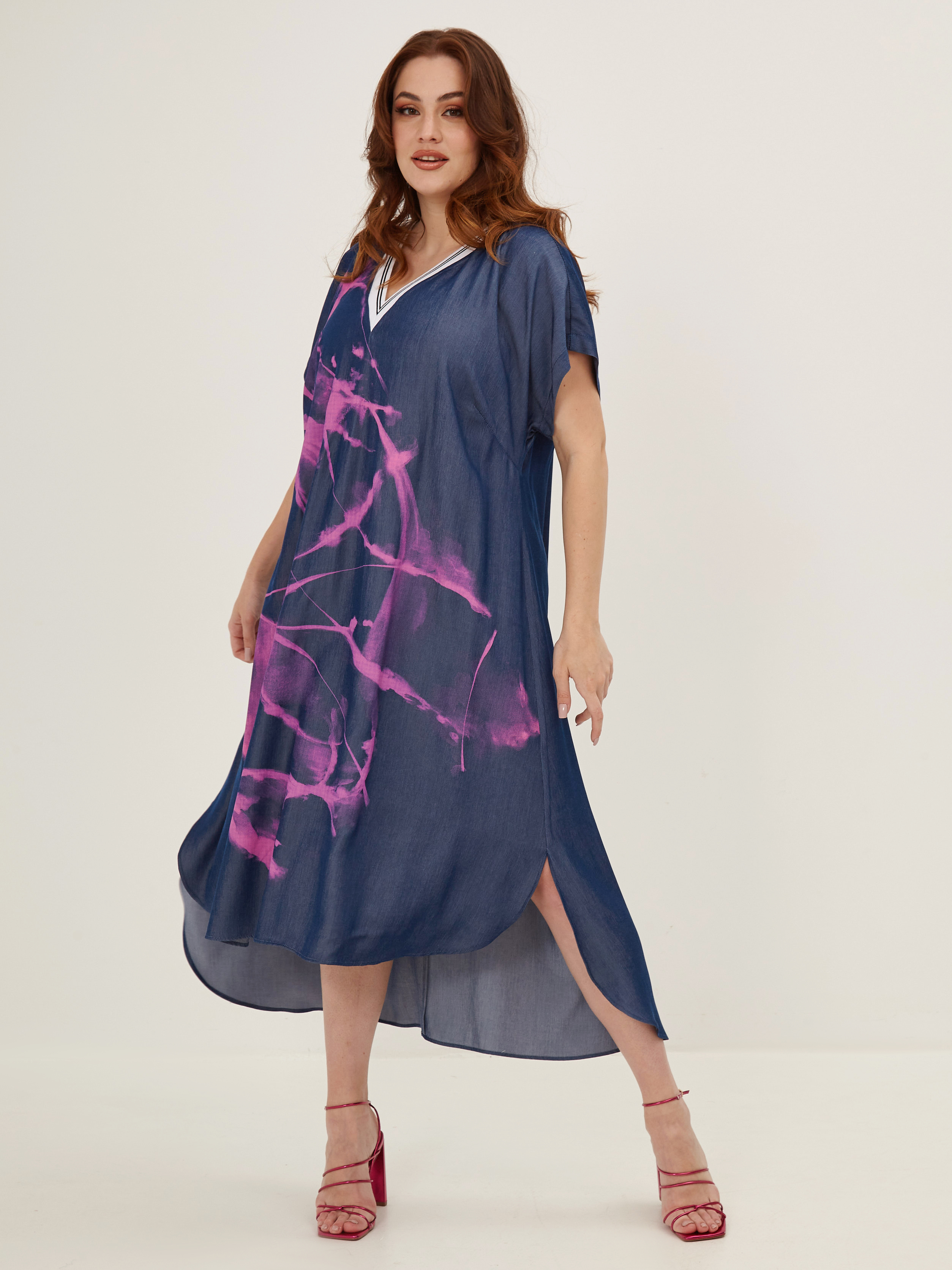 Mat fashion jurk denimlook opdruk Mat fashion jurk denimlook opdruk