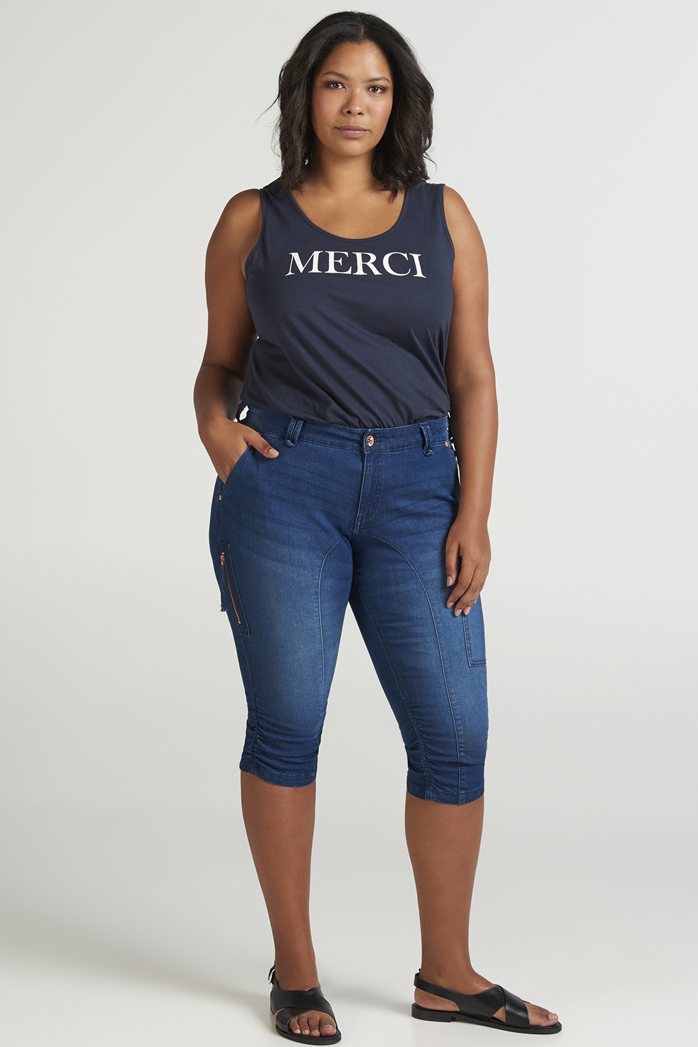 Broek Zizzi denim capri