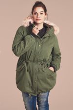 Jas Zizzi parka met fake fur kraag